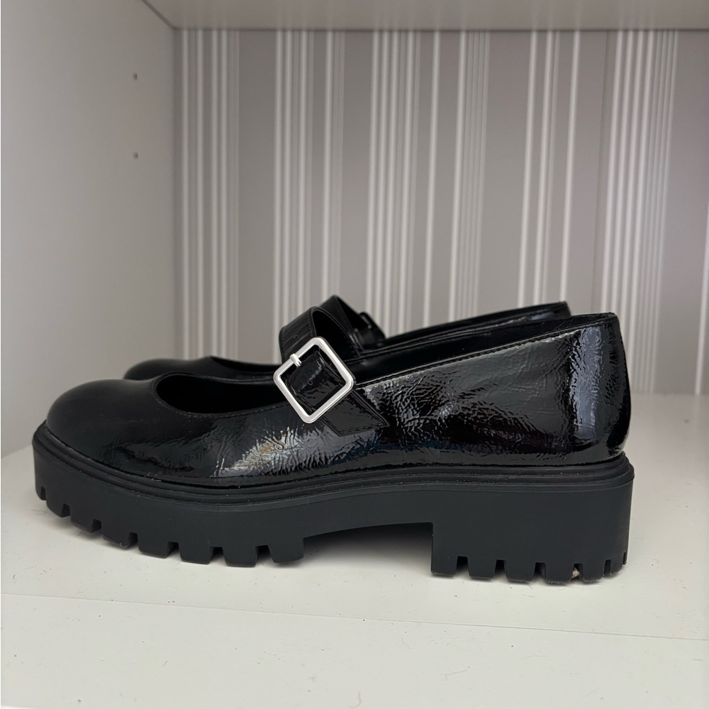 Black Patent Mary Jane Platform Shoes